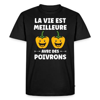 Humour poivron - T-shirt Premium bio Homme - noir - Devant - Nico (187cm)