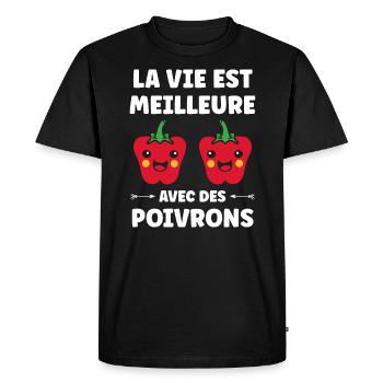Humour poivron - T-shirt Premium bio Homme - noir - Devant - Nico (187cm)
