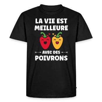 Humour poivron - T-shirt Premium bio Homme - noir - Devant - Nico (187cm)