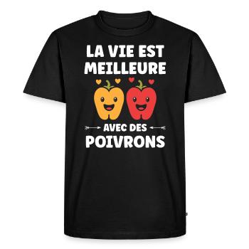 Humour poivron - T-shirt Premium bio Homme - noir - Devant - Nico (187cm)