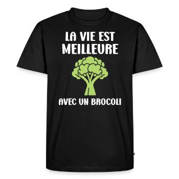 humour brocoli - T-shirt Premium bio Homme - noir - Devant - Nico (187cm)