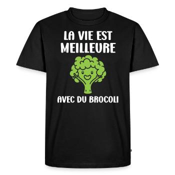 humour brocoli - T-shirt Premium bio Homme - noir - Devant - Nico (187cm)