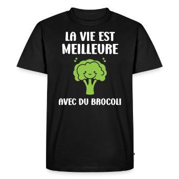 humour brocoli - T-shirt Premium bio Homme - noir - Devant - Nico (187cm)