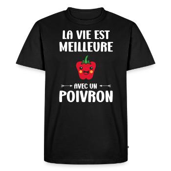 Humour poivron - T-shirt Premium bio Homme - noir - Devant - Nico (187cm)