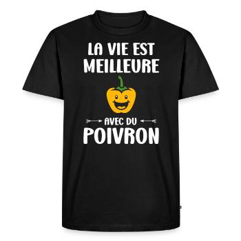 Humour poivron - T-shirt Premium bio Homme - noir - Devant - Nico (187cm)