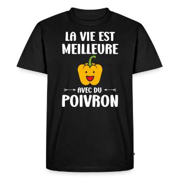 Humour poivron - T-shirt Premium bio Homme - noir - Devant - Nico (187cm)