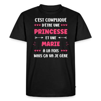 Marie - T-shirt Premium bio Homme - noir - Devant - Nico (187cm)