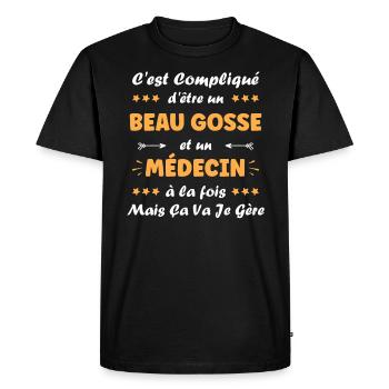 médecin - T-shirt Premium bio Homme - noir - Devant - Nico (187cm)
