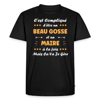 maire - T-shirt Premium bio Homme - noir - Devant - Nico (187cm)