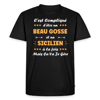 Sicilien - T-shirt Premium bio Homme - noir - Devant - Nico (187cm)