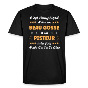 Pisteur - T-shirt Premium bio Homme - noir - Devant - Nico (187cm)