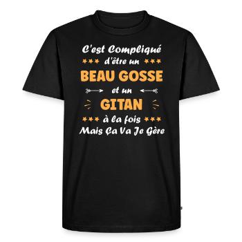 gitan - T-shirt Premium bio Homme - noir - Devant - Nico (187cm)