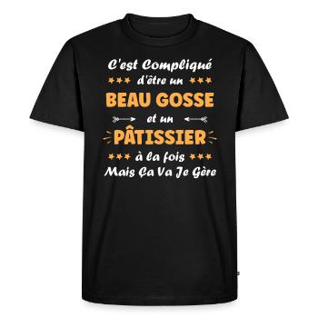 pâtissier - T-shirt Premium bio Homme - noir - Devant - Nico (187cm)