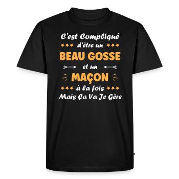 maçon - T-shirt Premium bio Homme - noir - Devant - Nico (187cm)