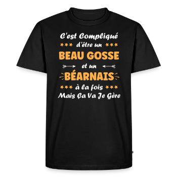 Béarnais - T-shirt Premium bio Homme - noir - Devant - Nico (187cm)