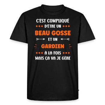 Gardien - T-shirt Premium bio Homme - noir - Devant - Nico (187cm)