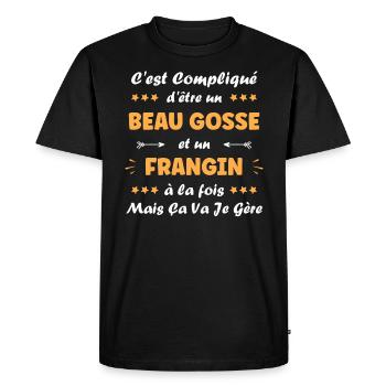 frangin - T-shirt Premium bio Homme - noir - Devant - Nico (187cm)