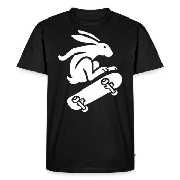 Silhouette minimaliste de lapin patineur - T-shirt Premium bio Homme - noir - Devant - Nico (187cm)