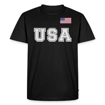 ÉQUIPE Bannière du drapeau américain des États-Unis sur la police - T-shirt Premium bio Homme - noir - Devant - Nico (187cm)