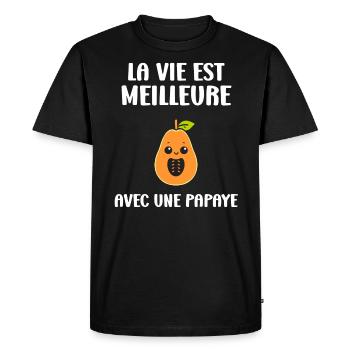 papaye - T-shirt Premium bio Homme - noir - Devant - Nico (187cm)