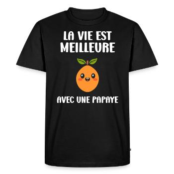 Papaye - T-shirt Premium bio Homme - noir - Devant - Nico (187cm)