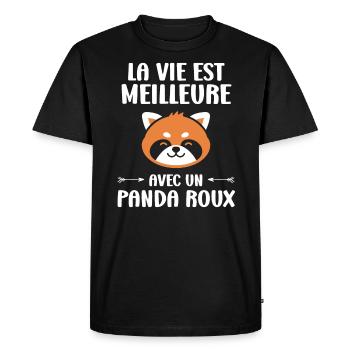 Panda roux - T-shirt Premium bio Homme - noir - Devant - Nico (187cm)