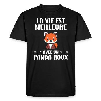 Panda roux - T-shirt Premium bio Homme - noir - Devant - Nico (187cm)