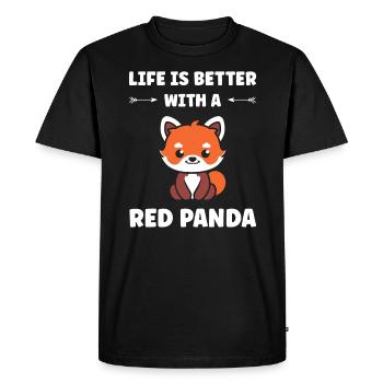 Panda roux - T-shirt Premium bio Homme - noir - Devant - Nico (187cm)