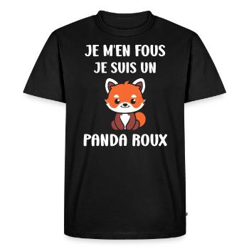 Panda roux - T-shirt Premium bio Homme - noir - Devant - Nico (187cm)