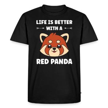 panda roux - T-shirt Premium bio Homme - noir - Devant - Nico (187cm)