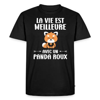 panda roux - T-shirt Premium bio Homme - noir - Devant - Nico (187cm)