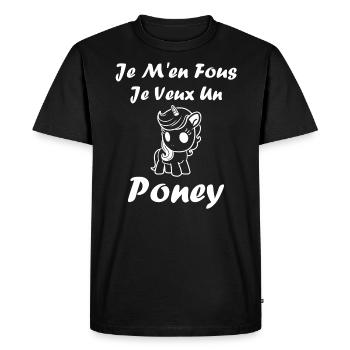 Humour poney - T-shirt Premium bio Homme - noir - Devant - Nico (187cm)