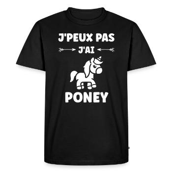 Humour poney - T-shirt Premium bio Homme - noir - Devant - Nico (187cm)