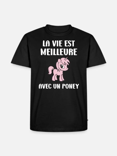 Humour poney - T-shirt Premium bio Homme - noir