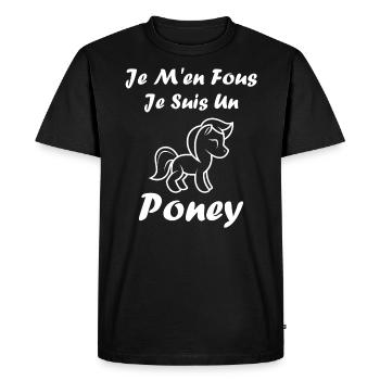 Humour poney - T-shirt Premium bio Homme - noir - Devant - Nico (187cm)