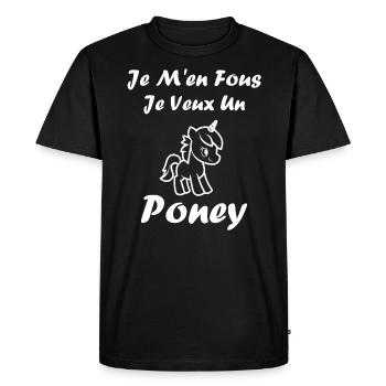 Humour poney - T-shirt Premium bio Homme - noir - Devant - Nico (187cm)