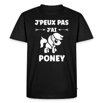 Humour poney - T-shirt Premium bio Homme - noir - Devant - Nico (187cm)
