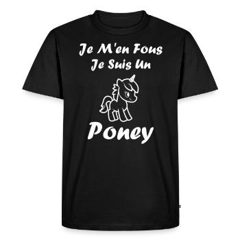 Humour poney - T-shirt Premium bio Homme - noir - Devant - Nico (187cm)