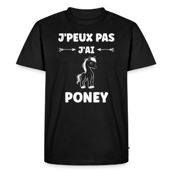 Humour poney - T-shirt Premium bio Homme - noir - Devant - Nico (187cm)
