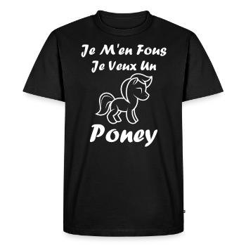 Humour poney - T-shirt Premium bio Homme - noir - Devant - Nico (187cm)