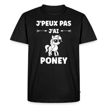 Humour poney - T-shirt Premium bio Homme - noir - Devant - Nico (187cm)
