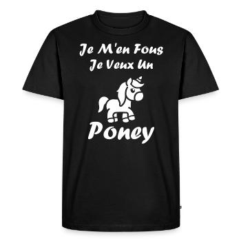 Humour poney - T-shirt Premium bio Homme - noir - Devant - Nico (187cm)