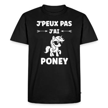 Humour poney - T-shirt Premium bio Homme - noir - Devant - Nico (187cm)