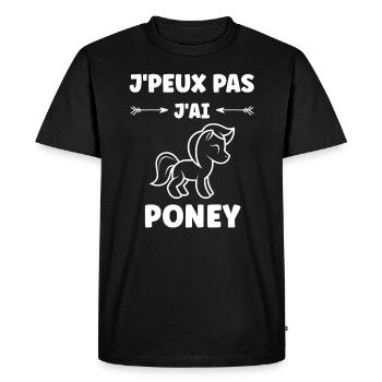 Humour poney - T-shirt Premium bio Homme - noir - Devant - Nico (187cm)