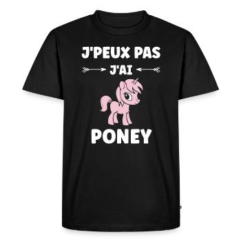 Humour poney - T-shirt Premium bio Homme - noir - Devant - Nico (187cm)