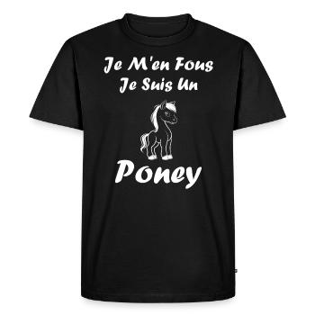 Humour poney - T-shirt Premium bio Homme - noir - Devant - Nico (187cm)