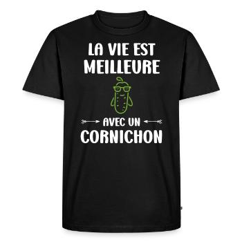 cornichon - T-shirt Premium bio Homme - noir - Devant - Nico (187cm)