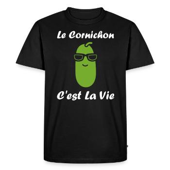 Humour cornichon - T-shirt Premium bio Homme - noir - Devant - Nico (187cm)
