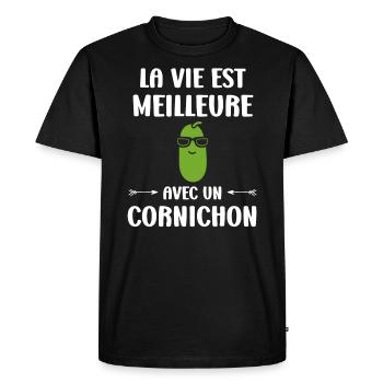 cornichon - T-shirt Premium bio Homme - noir - Devant - Nico (187cm)