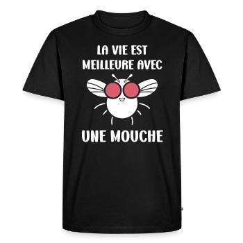 Insecte Citation humour mouche - T-shirt Premium bio Homme - noir - Devant - Nico (187cm)